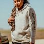 Carhartt Relaxed Fit Midweight Logo Sleeve Graphic Sweatshirt | Heather Grey - Gemeleerd Grijs | SKU 102791.E07 | model in situatie