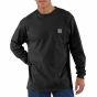 Carhartt K126 Dearborn Pocket T-shirt Lange Mouwen | Zwart | op model