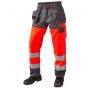 JAK 11106 Hi-Vis Werkbroek | Fluorescerend Rood/Grijs | vooraanzicht