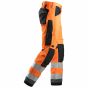 Snickers 6131 High-Vis Werkbroek+ | Fluorescerend Oranje-Grijs | Zijaanzicht rechts