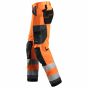 Snickers 6131 High-Vis Werkbroek+ | Fluorescerend Oranje-Grijs | Zijaanzicht links