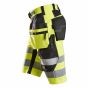 Snickers 6933 High-Vis Korte Werkbroek+ | Fluorescerend Geel/Zwart | zijaanzicht links