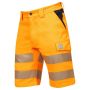 Ardon H5966 Signal+ Hi-Viz Korte Werkbroek | Oranje/Zwart | schuinaanzicht