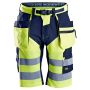 Snickers 6933 High-Vis Korte Werkbroek+ | Fluorescerend Geel/Navy | Vooraanzicht