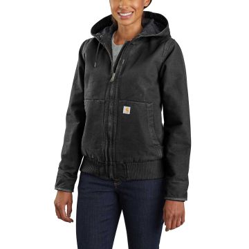 Carhartt 104053 Loose Fit Washed Duck Insulated Active Jac | Zwart | model vooraanzicht
