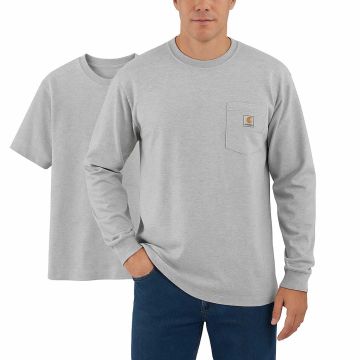 Carhartt K87 en K126 Dearborn Pocket T-shirt Combo | Gemêleerd grijs | model vooraanzicht