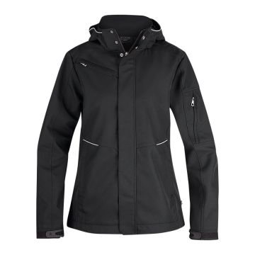 Texstar WJ80 Hooded Softshell | Dames | Zwart | Driekwartsaanzicht | SKU WJ80199000