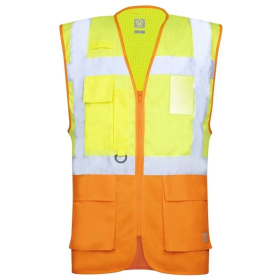 Ardon H5928 Signal Hi-Viz Hesje Met Rits | Geel/Oranje | vooraanzicht