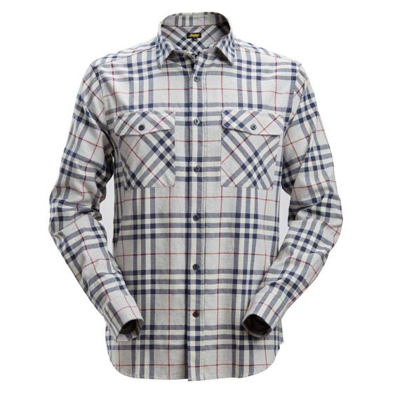 Snickers 8516 AllroundWork Licht Flanellen Shirt | Lichtgrijs | vooraanzicht