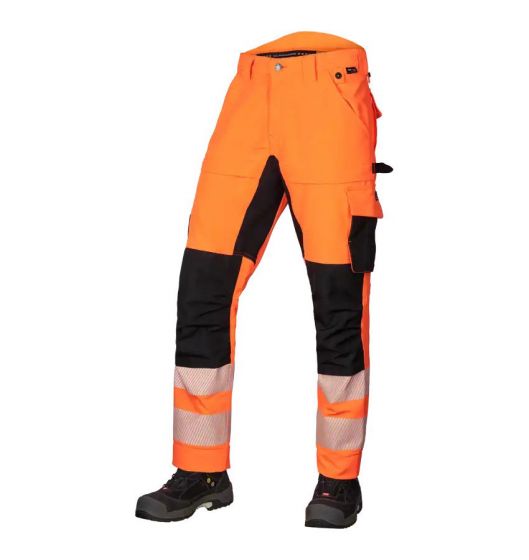JAK 11119 Hi-Vis 4-Way Stretch Werkbroek | Fluorescerend Oranje / Zwart | vooraanzicht