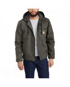 Carhartt Relaxed Fit Washed Duck Sherpa Lined Utility Jacket | Bartlett | Grijs | SKU 103826 | Vooraanzicht