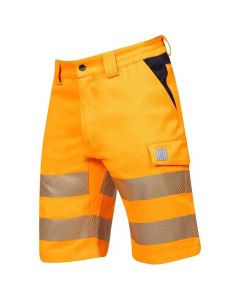 Ardon H5966 Signal+ Hi-Viz Korte Werkbroek | Oranje/Zwart | schuinaanzicht