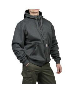 Carhartt 101759 Relaxed Fit Midweight Wind Fighter™ Full-Zip Hooded Sweatshirt | Donkergrijs | model vooraanzicht