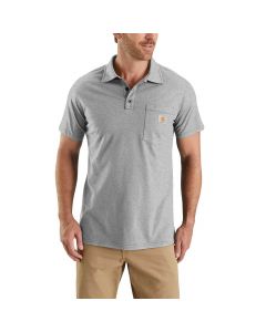 Carhartt Force™ Relaxed Fit Midweight Short-Sleeve Pocket Polo | Heather Grey | SKU 103569 | model vooraanzicht