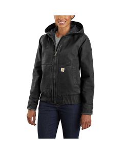 Carhartt 104053 Loose Fit Washed Duck Insulated Active Jac | Zwart | model vooraanzicht