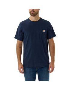 Carhartt Force™ Relaxed Fit Midweight Short-Sleeve Pocket T-shirt | Navy | SKU 104616 | model vooraanzicht
