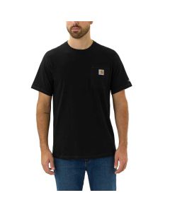 Carhartt Force™ Relaxed Fit Midweight Short-Sleeve Pocket T-shirt | Zwart | SKU 104616 | model vooraanzicht
