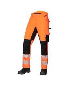 JAK 11119 Hi-Vis 4-Way Stretch Werkbroek | Fluorescerend Oranje / Zwart | vooraanzicht