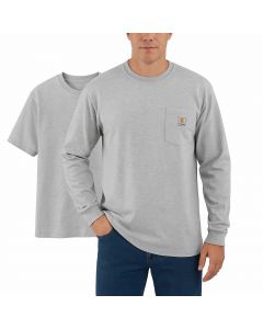 Carhartt K87 en K126 Dearborn Pocket T-shirt Combo | Gemêleerd grijs | model vooraanzicht
