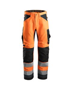 Snickers 6131 High-Vis Werkbroek+ | Fluorescerend Oranje-Grijs | Vooraanzicht