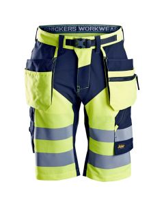 Snickers 6933 High-Vis Korte Werkbroek+ | Fluorescerend Geel/Navy | Vooraanzicht